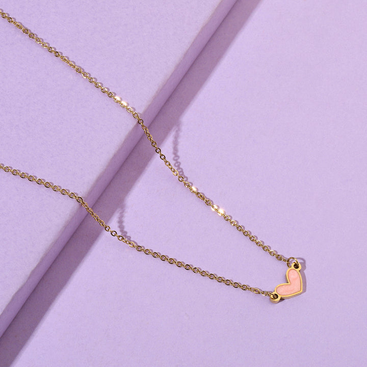 Peachy Heart Gold Necklace