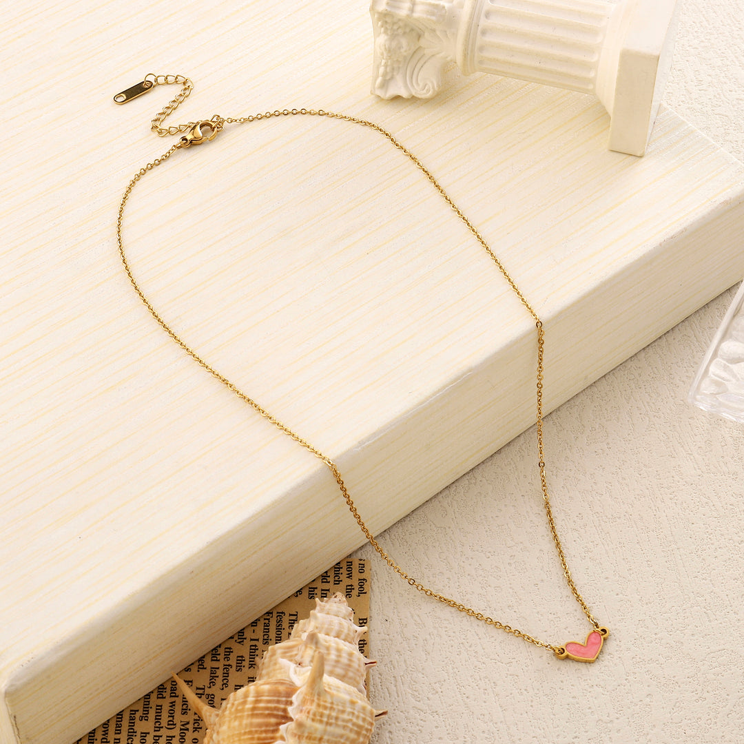 Peachy Heart Gold Necklace