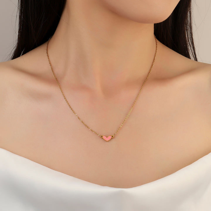 Peachy Heart Gold Necklace