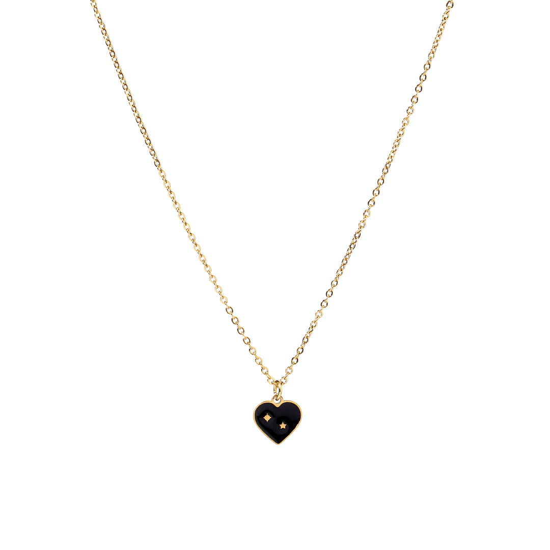 Black Heart Gold Necklace - Salty Accessories