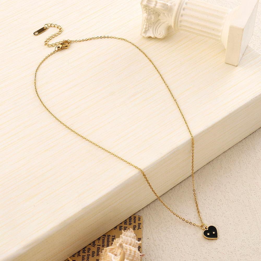 Black Heart Gold Necklace - Salty Accessories