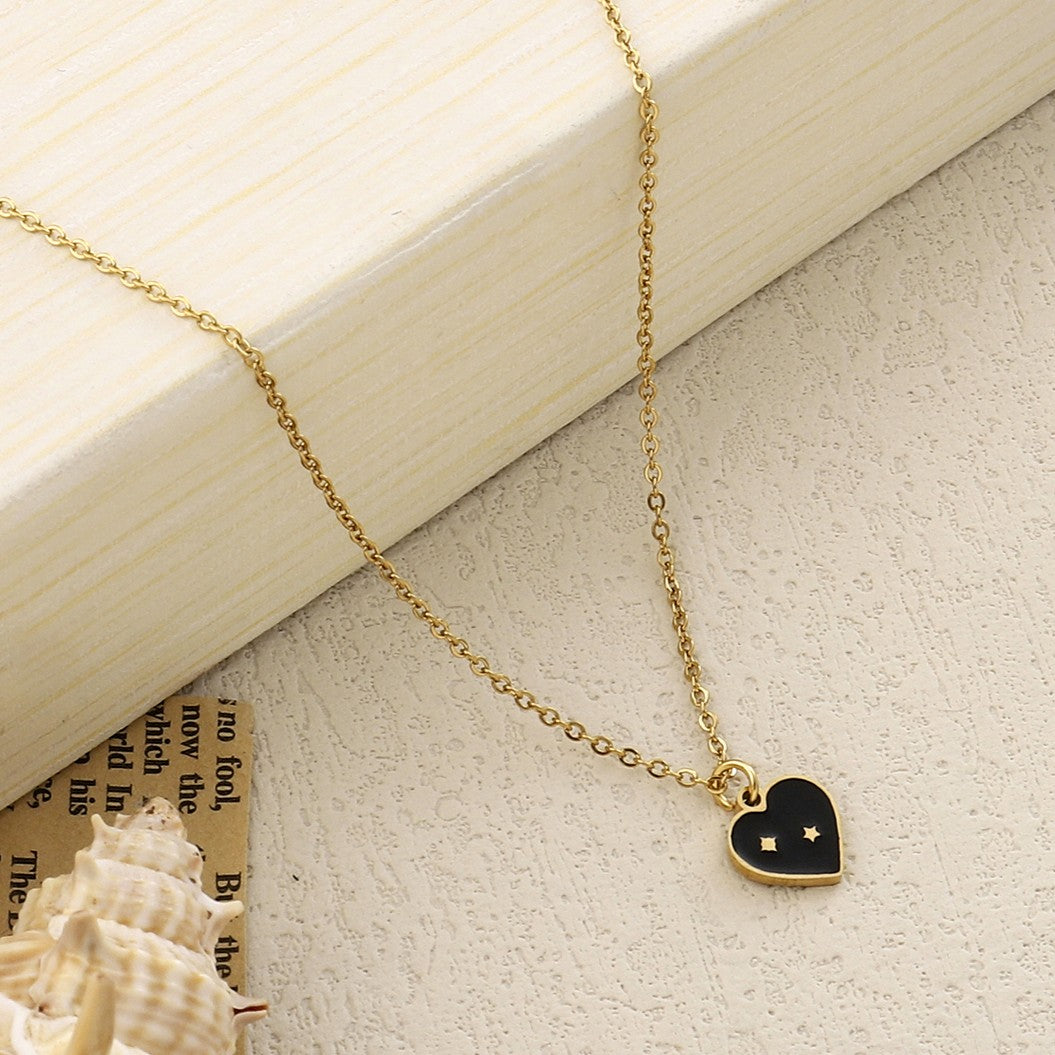 Black Heart Gold Necklace - Salty Accessories