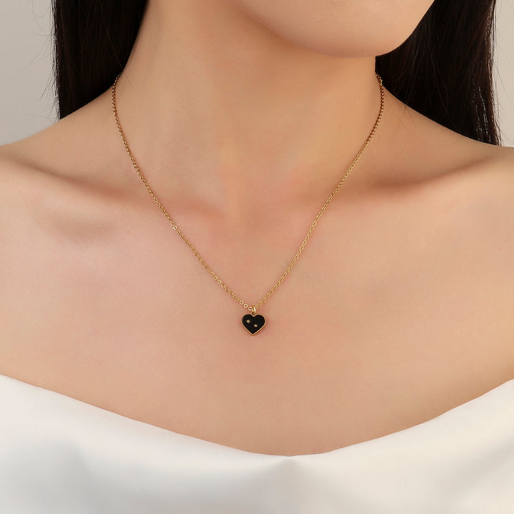 Black Heart Gold Necklace - Salty Accessories