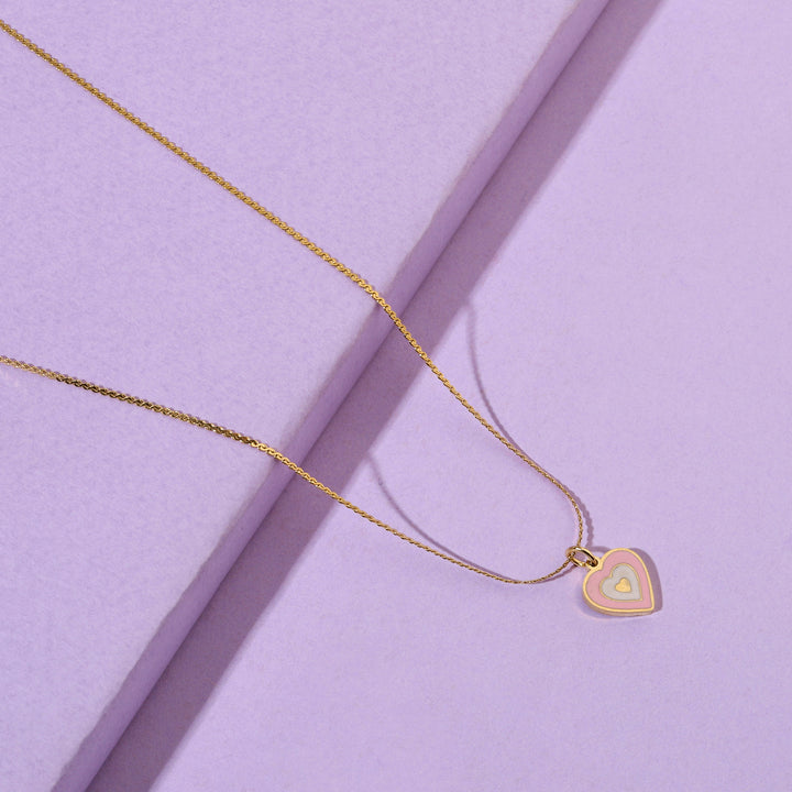 Popy Pink Heart Necklace