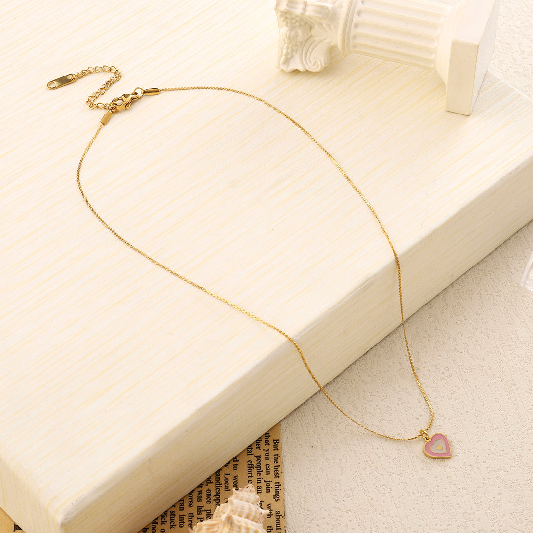 Popy Pink Heart Necklace