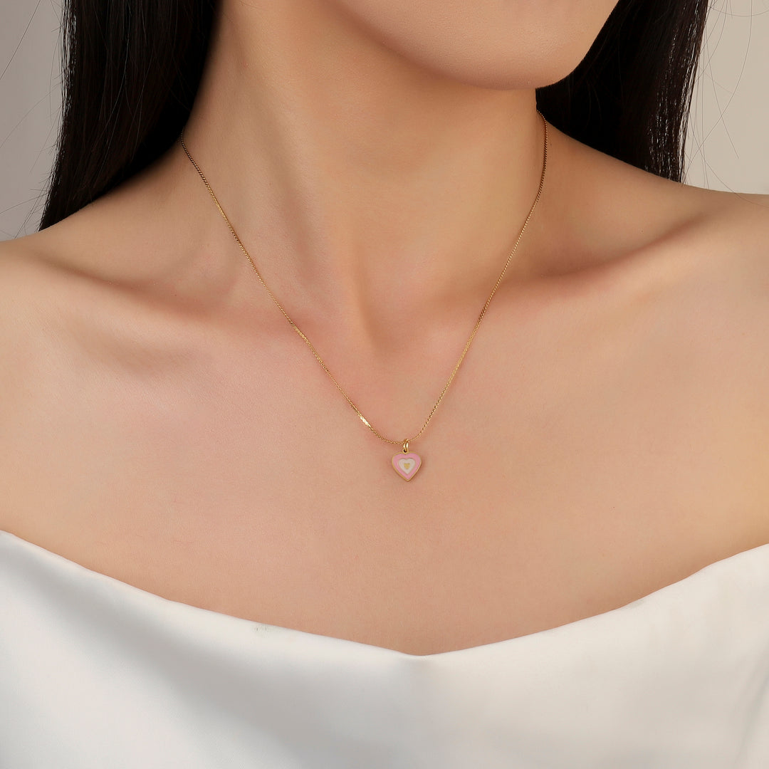 Popy Pink Heart Necklace