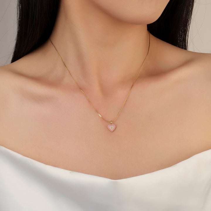 Popy Pink Heart Necklace