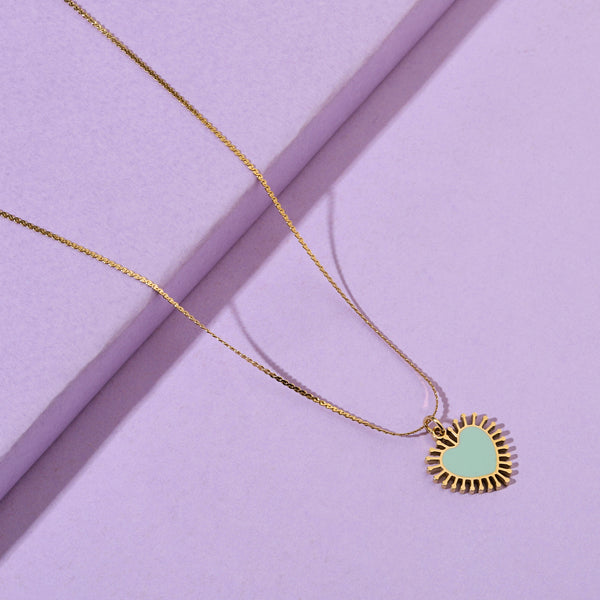 Misty Ray Heart Gold Necklace