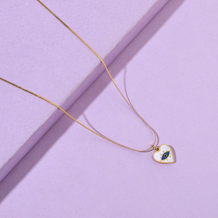 Fine Heart Evil Eye Necklace