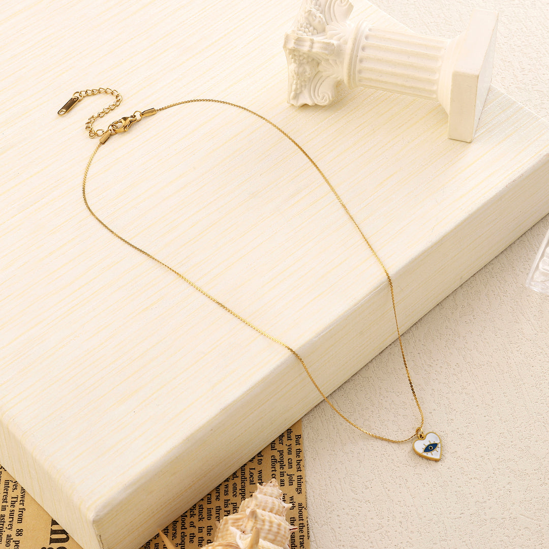 Fine Heart Evil Eye Necklace