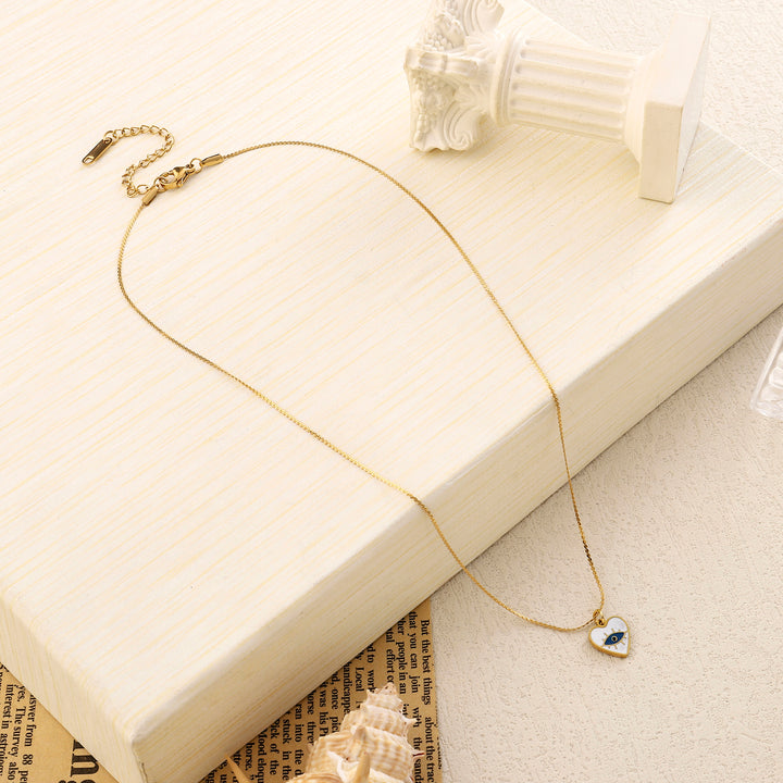 Fine Heart Evil Eye Necklace