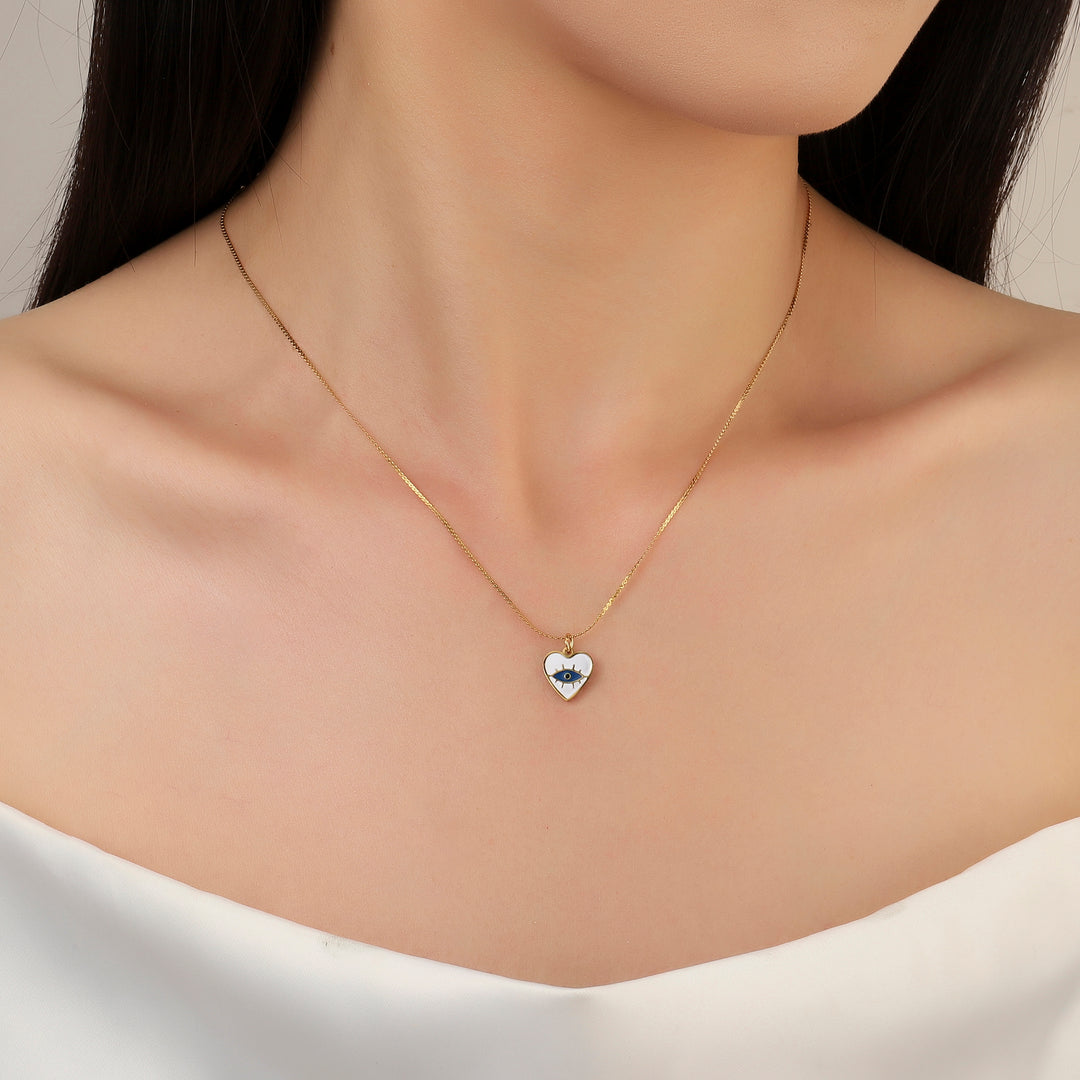 Fine Heart Evil Eye Necklace