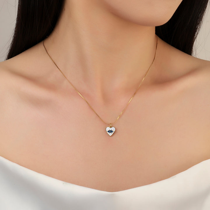 Fine Heart Evil Eye Necklace