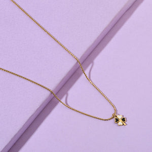 Black & White Clover Gold Necklace - Salty Accessories
