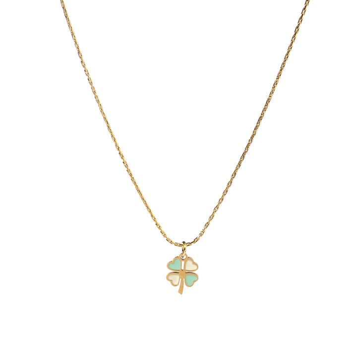 Green & White Clover Gold Necklace