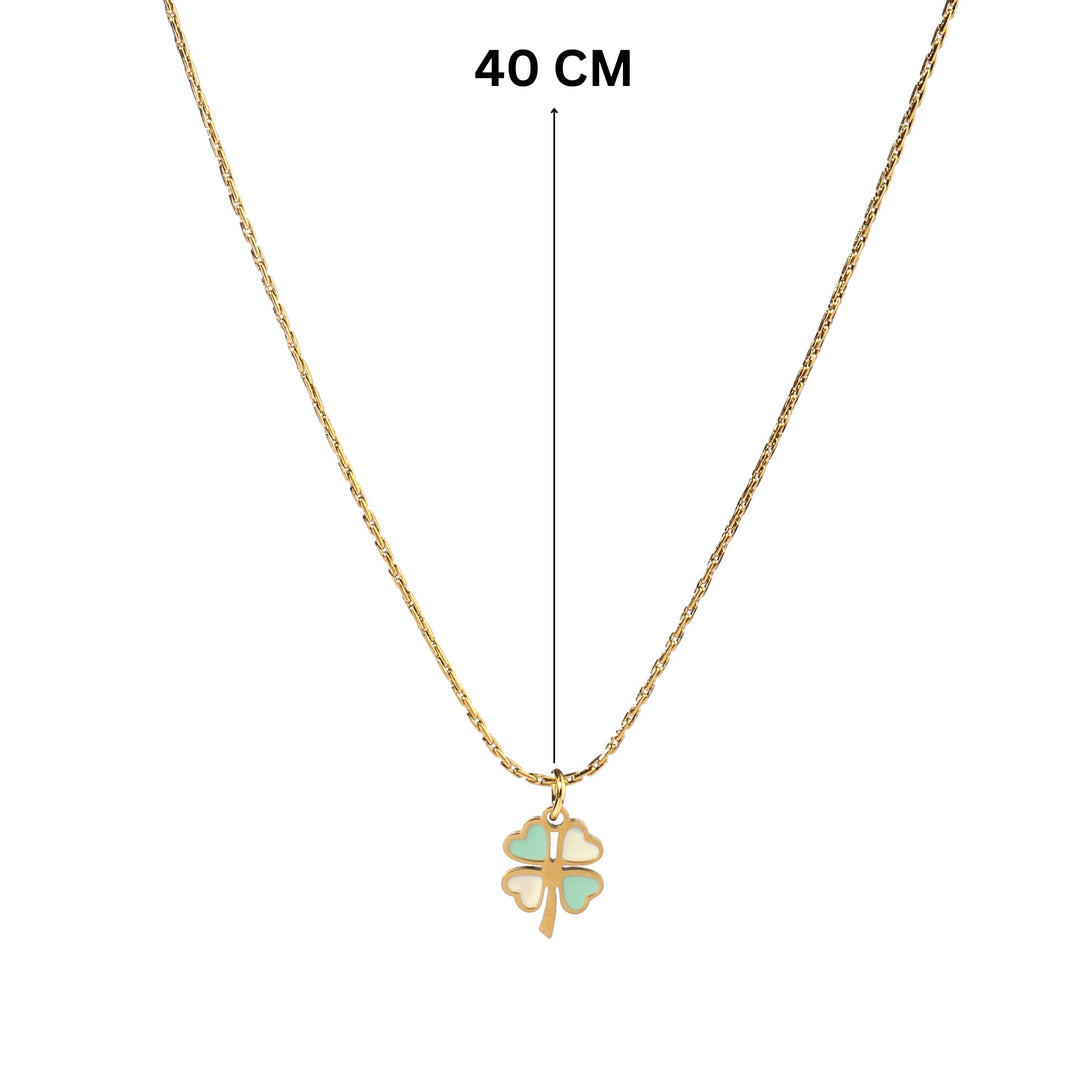 Green & White Clover Gold Necklace - Salty Accessories