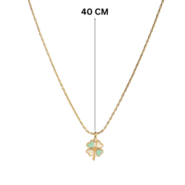 Green & White Clover Gold Necklace