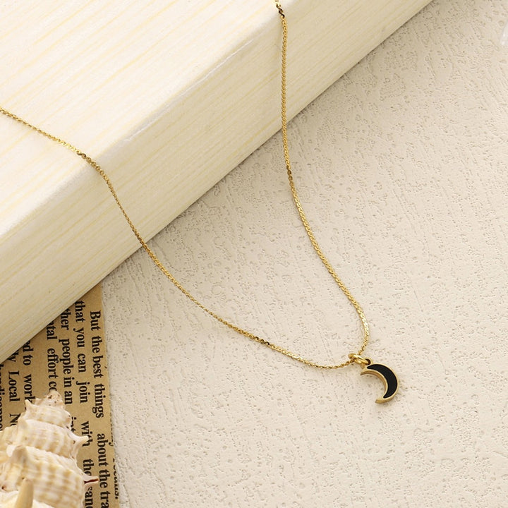 Cresent Black Moon Necklace - Salty Accessories