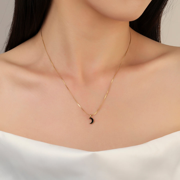 Cresent Black Moon Necklace - Salty Accessories