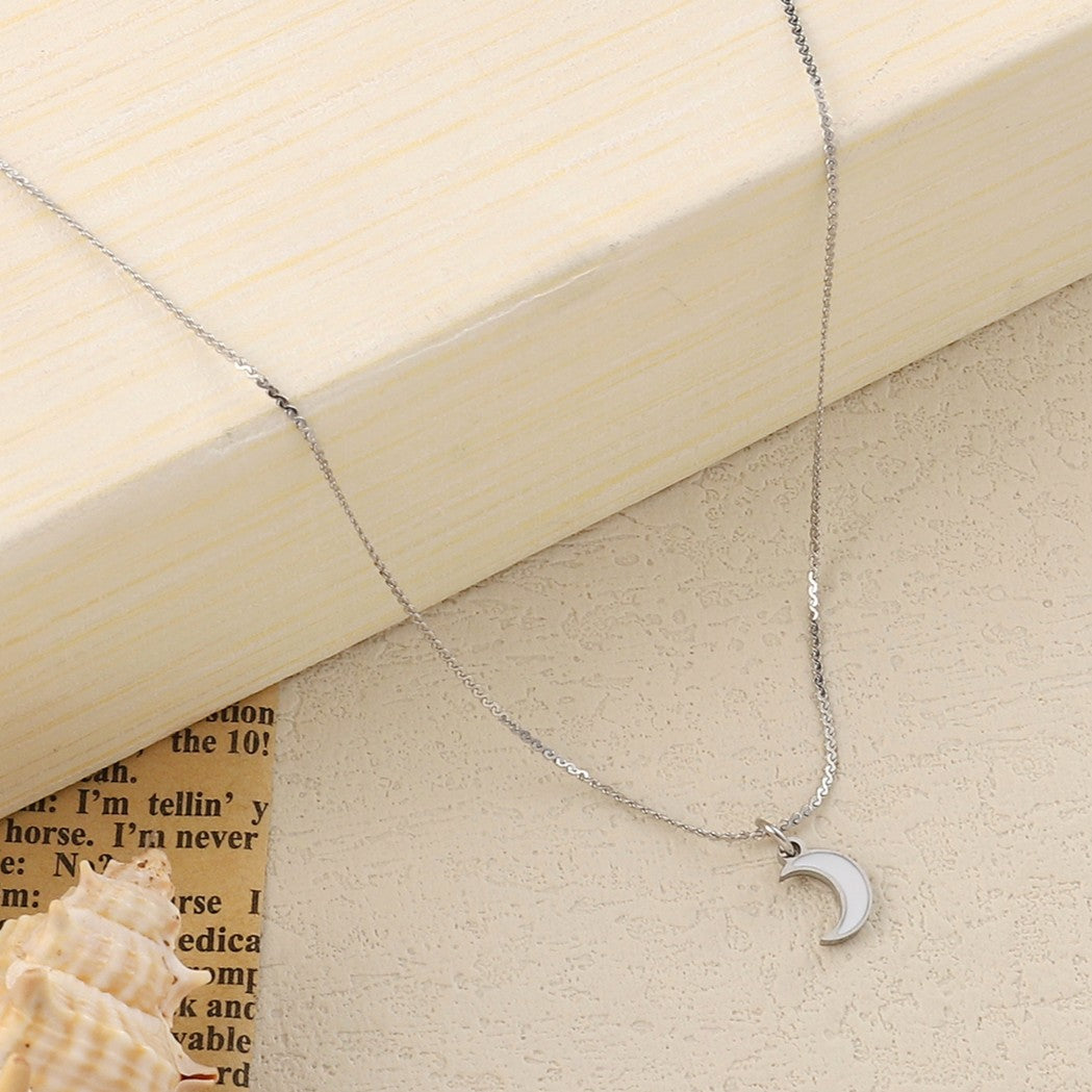 Cresent White Moon Necklace - Salty Accessories