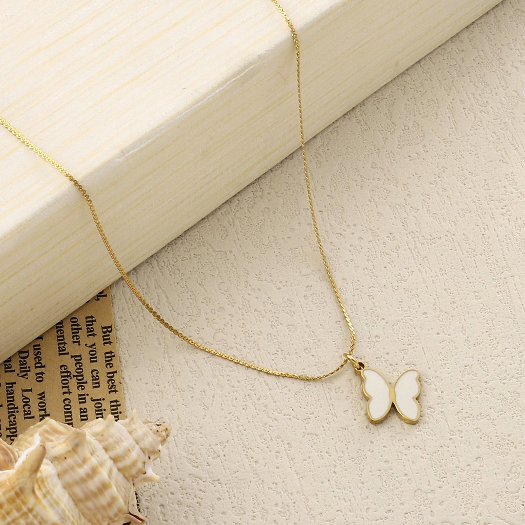 White Butterfly Gold Necklace