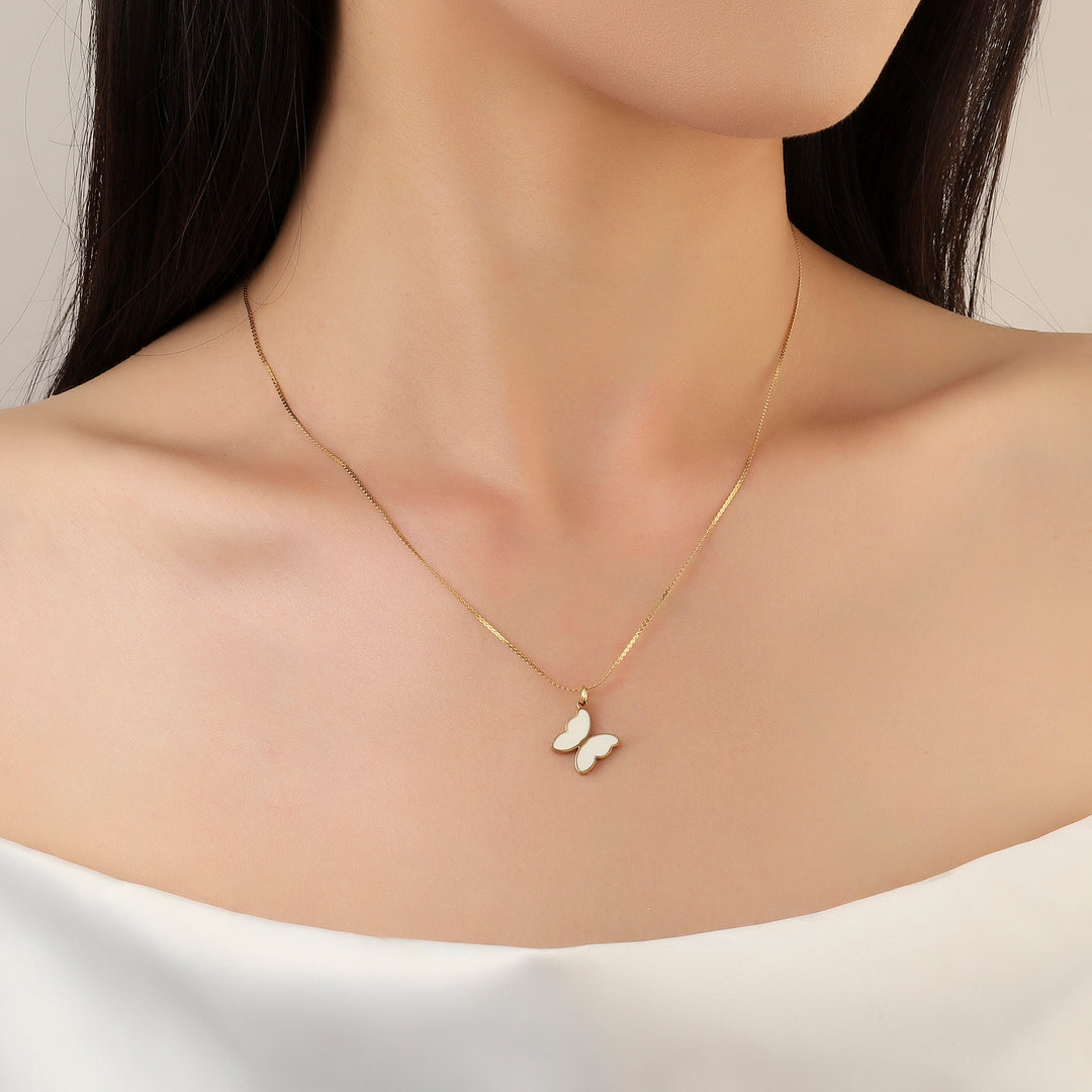 White Butterfly Gold Necklace - Salty Accessories