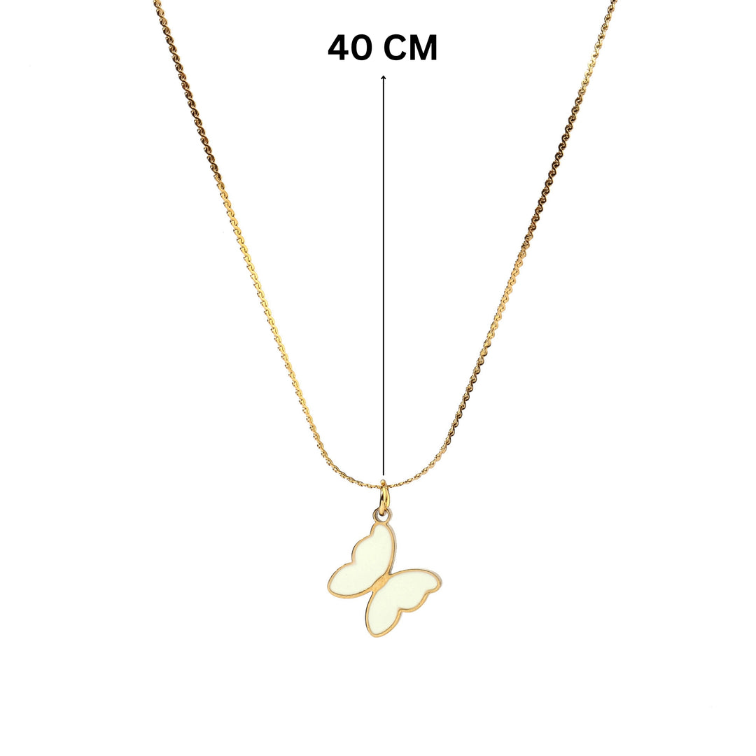 White Butterfly Gold Necklace