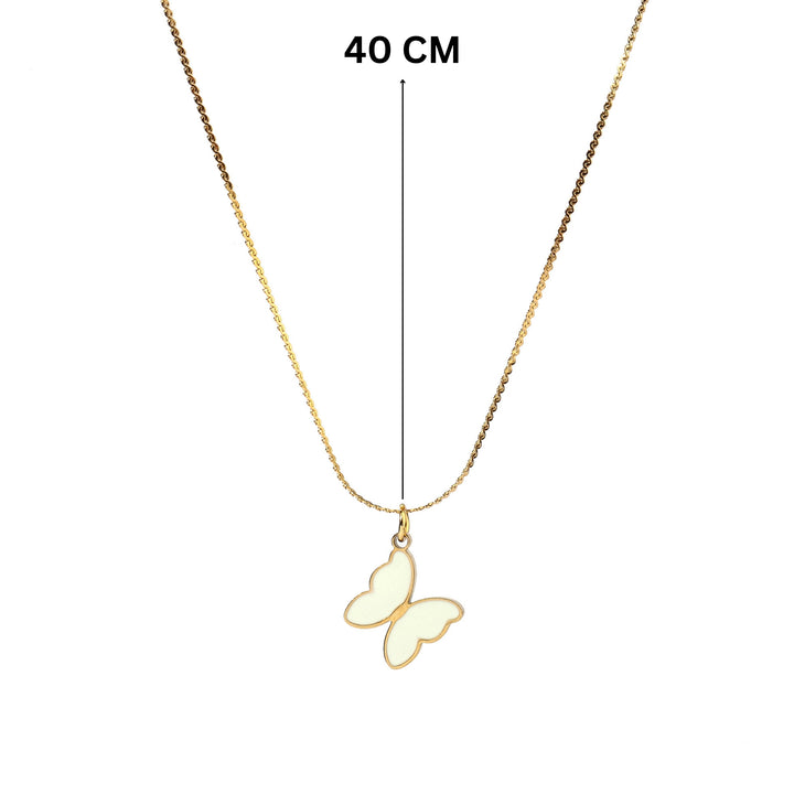 White Butterfly Gold Necklace