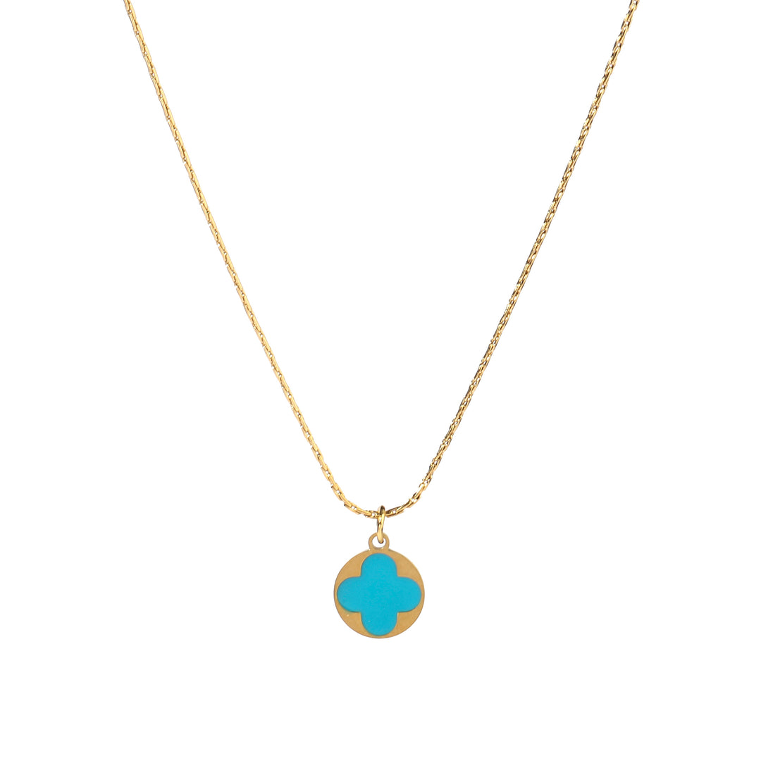 Blue Clover Gold Necklace - Salty Accessories