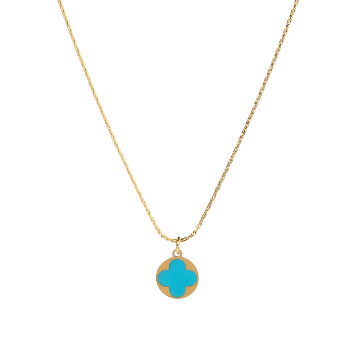 Blue Clover Gold Necklace - Salty Accessories