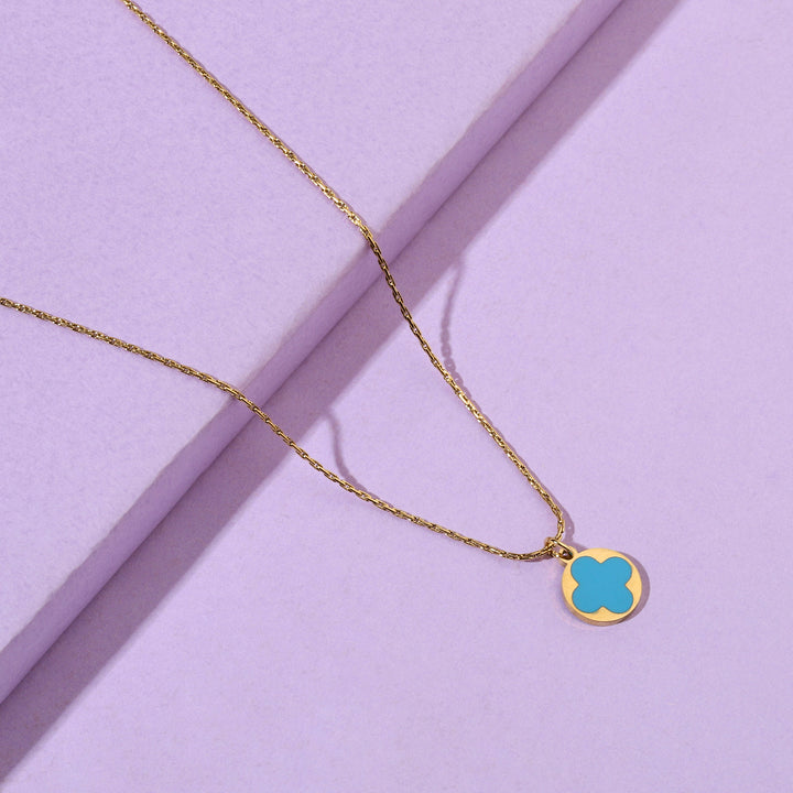 Blue Clover Gold Necklace - Salty Accessories