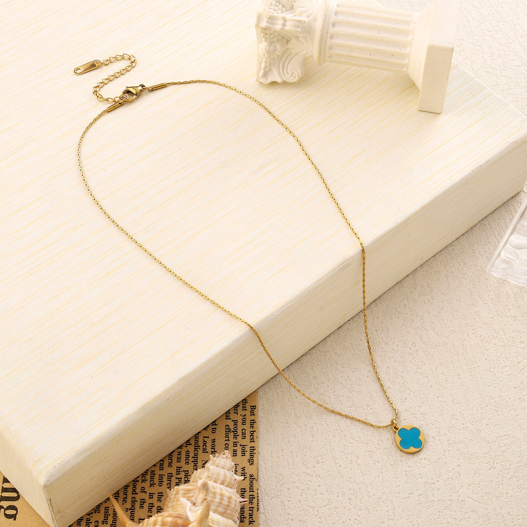 Blue Clover Gold Necklace - Salty Accessories