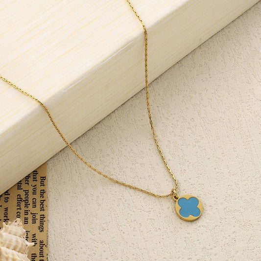 Blue Clover Gold Necklace