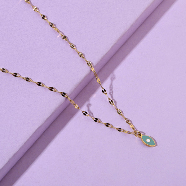 Sage Green Evil Eye Gold Necklace