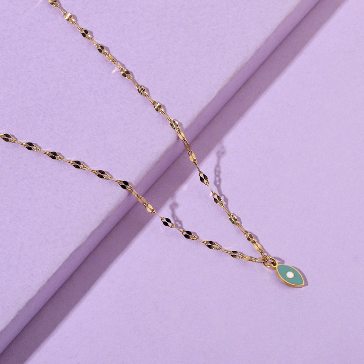 Sage Green Evil Eye Gold Necklace