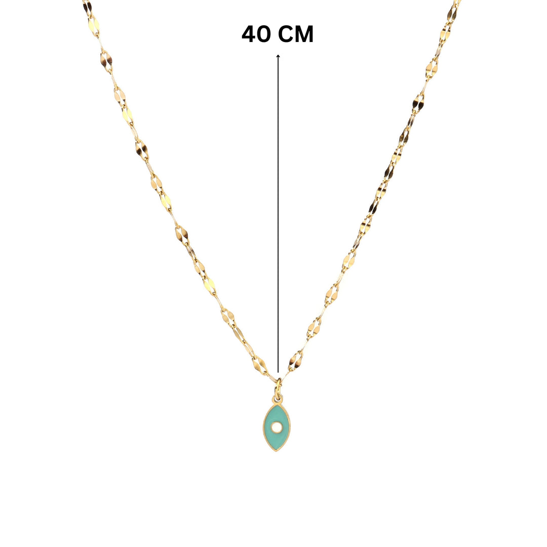 Sage Green Evil Eye Gold Necklace