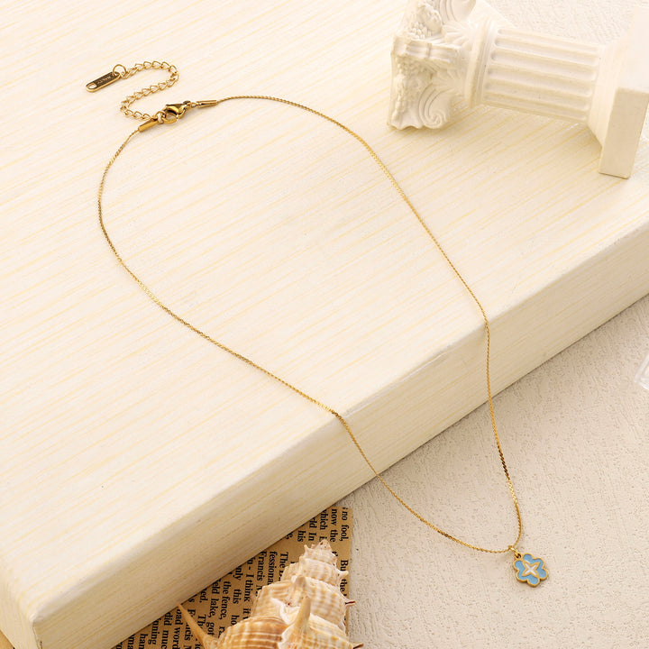 Star Clover Blue Gold Necklace