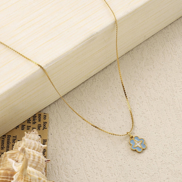 Star Clover Blue Gold Necklace