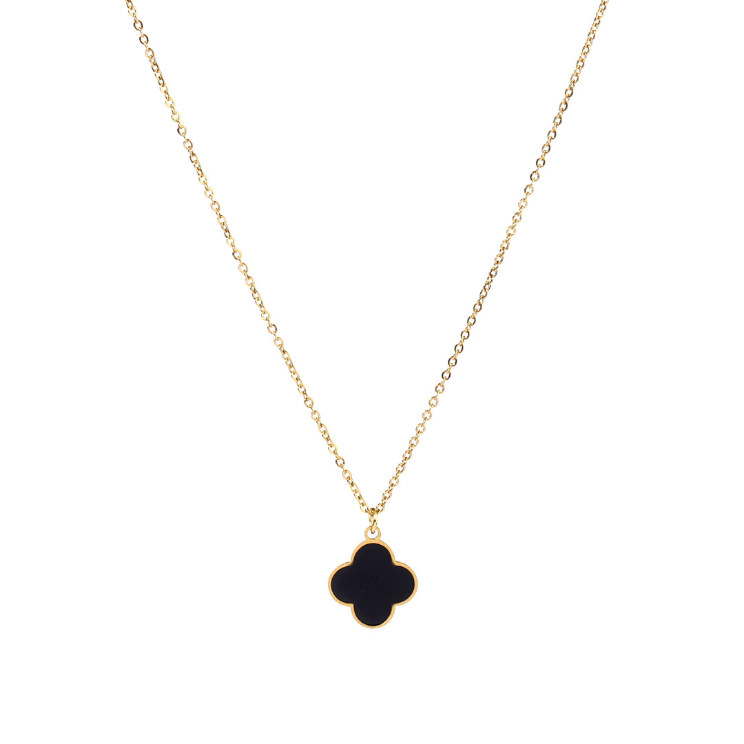 Black Beauty Clover Gold Necklace