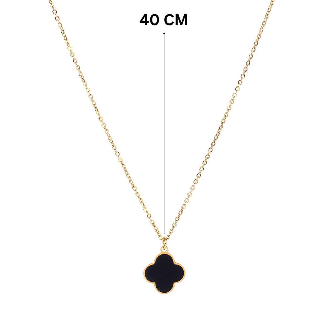 Black Beauty Clover Gold Necklace