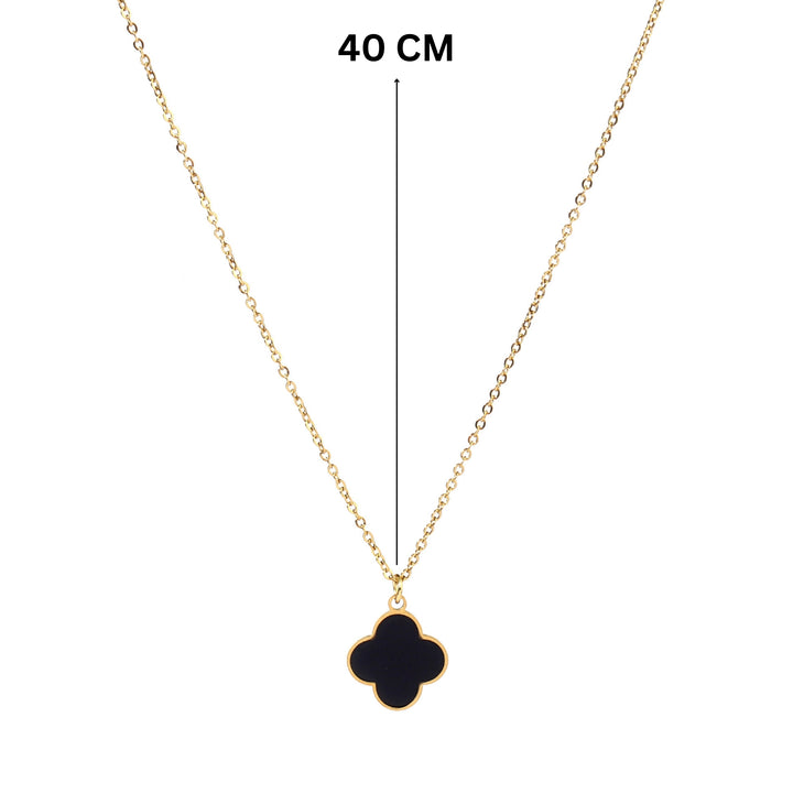 Black Beauty Clover Gold Necklace