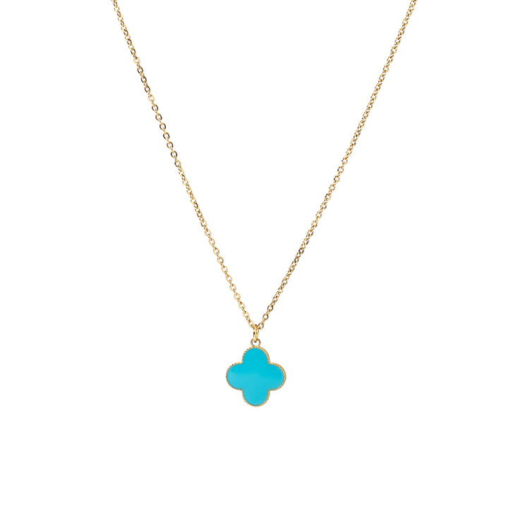 Teal Clover Gold Necklace - Salty Accessories