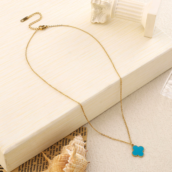 Teal Clover Gold Necklace - Salty Accessories