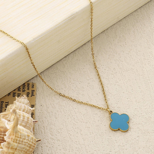 Teal Clover Gold Necklace