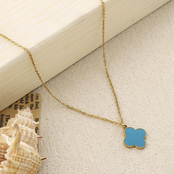 Teal Clover Gold Necklace