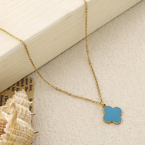 Teal Clover Gold Necklace