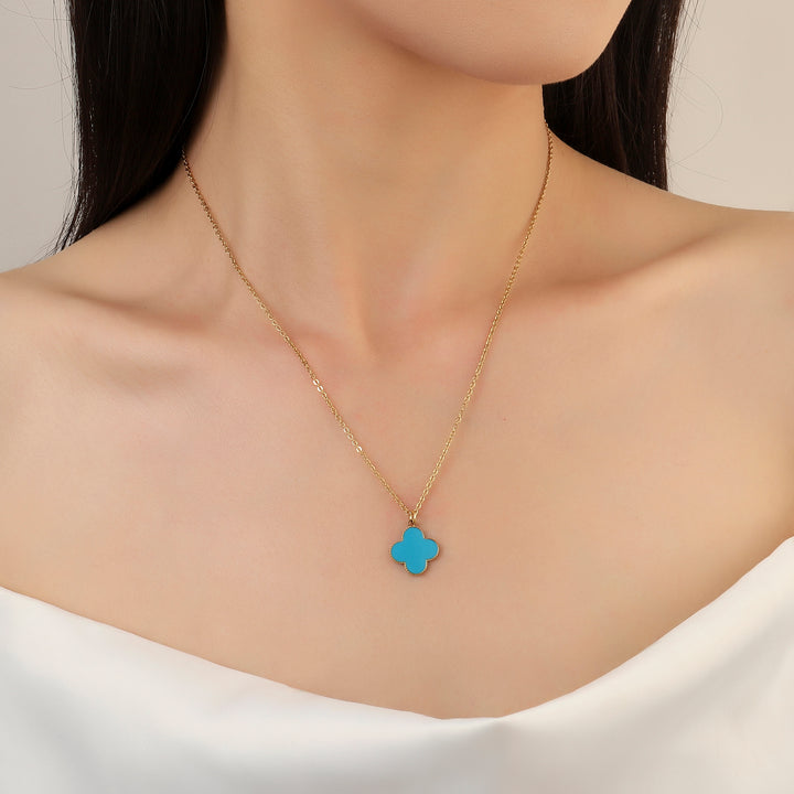 Teal Clover Gold Necklace