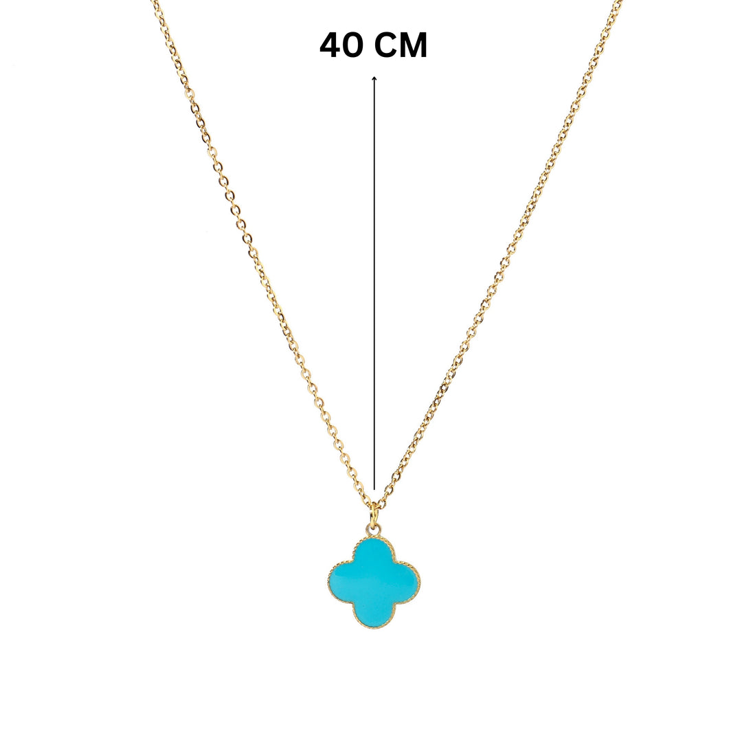 Teal Clover Gold Necklace