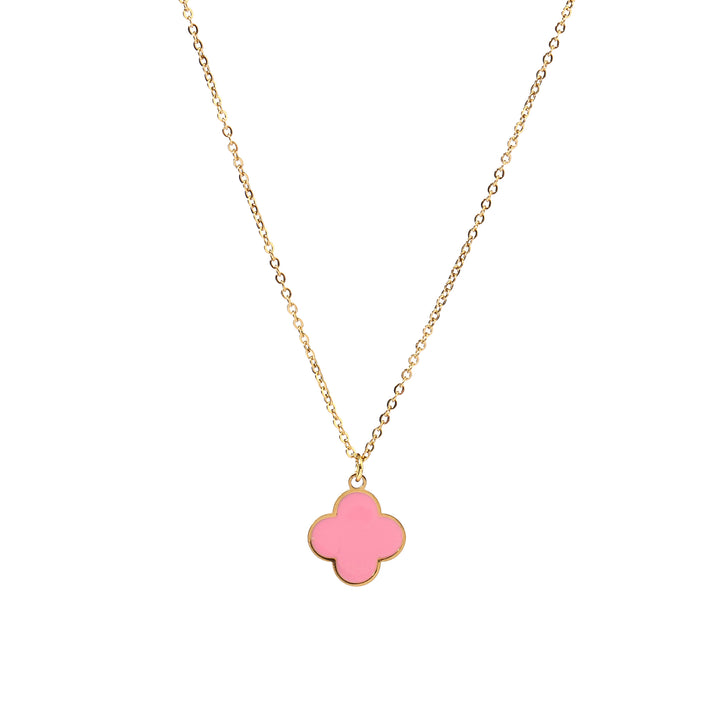 Blush Pink Clover Gold Necklace - Salty Accessories