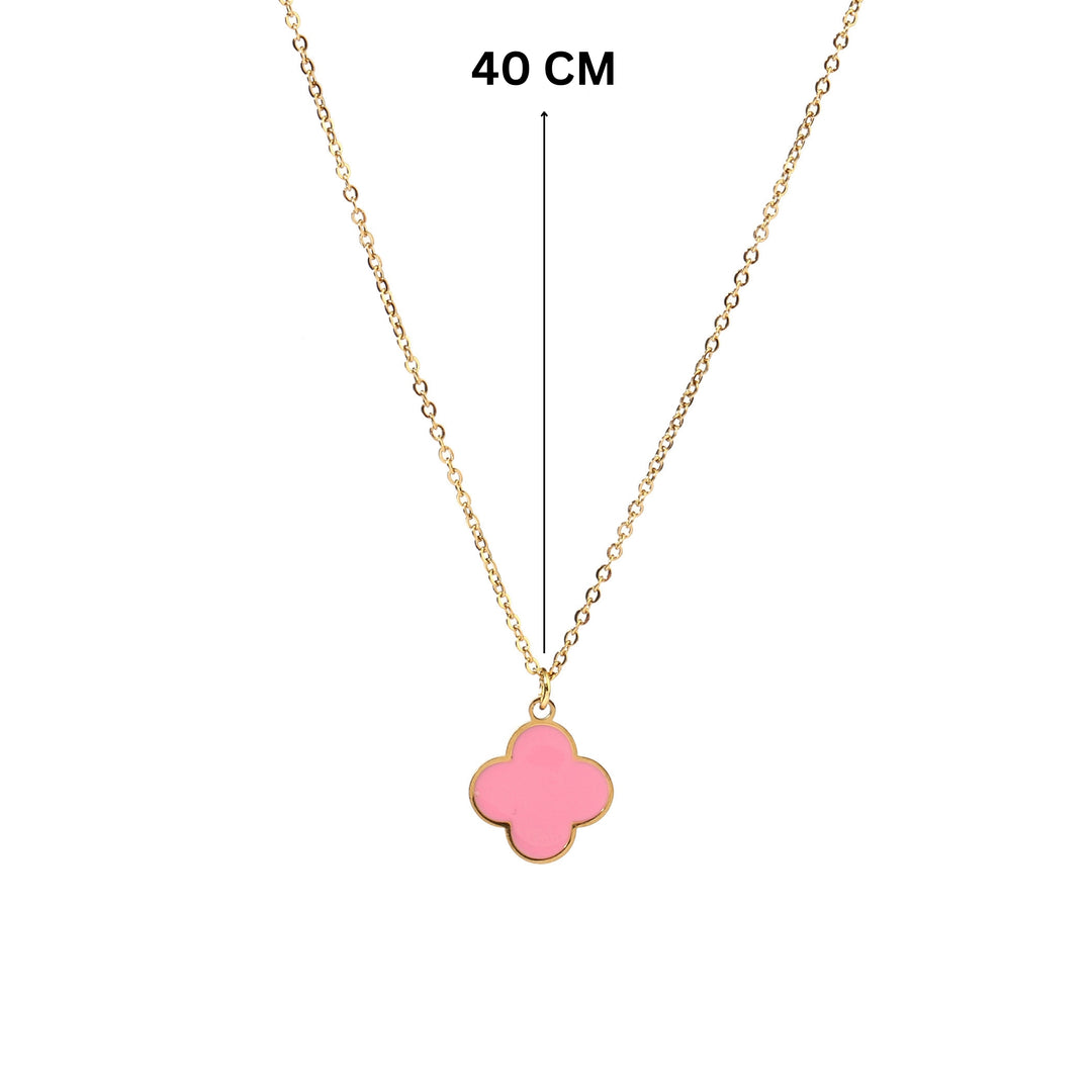 Blush Pink Clover Gold Necklace